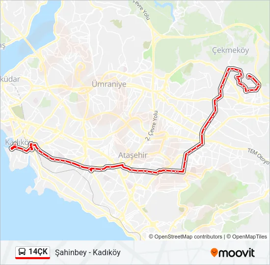 14ÇK Bus Line Map