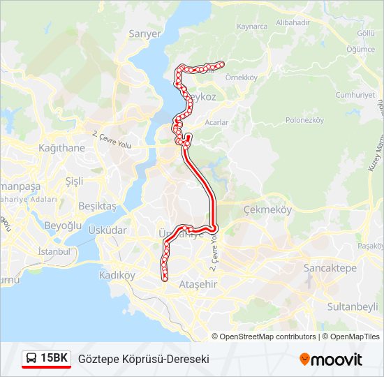 15BK otobüs Hattı Haritası