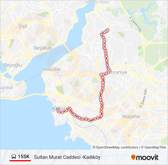 15SK otobüs Hattı Haritası