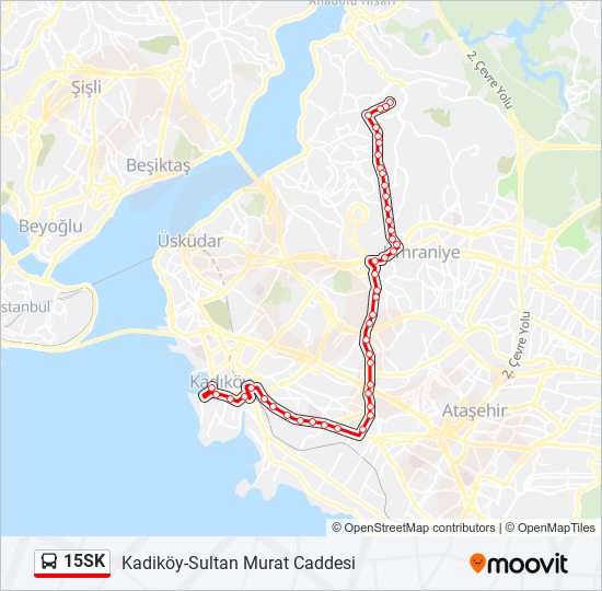 15SK otobüs Hattı Haritası