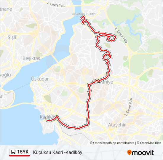 15YK otobüs Hattı Haritası