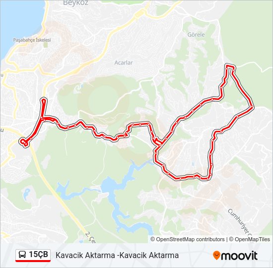 15ÇB otobüs Hattı Haritası