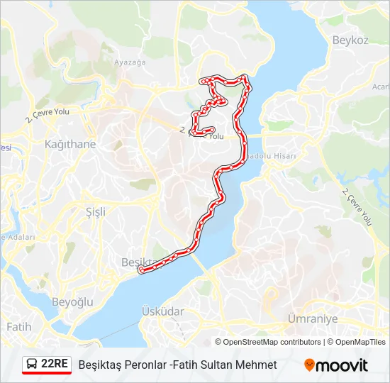 22RE Bus Line Map