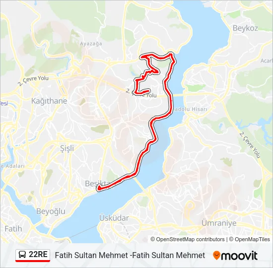 22RE Bus Line Map
