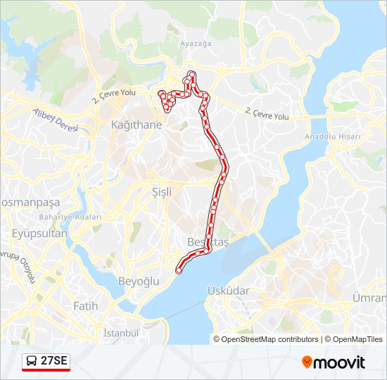 27SE otobüs Hattı Haritası