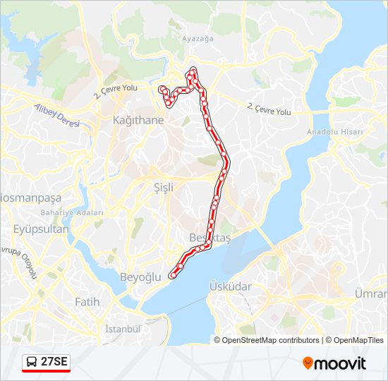 27SE otobüs Hattı Haritası