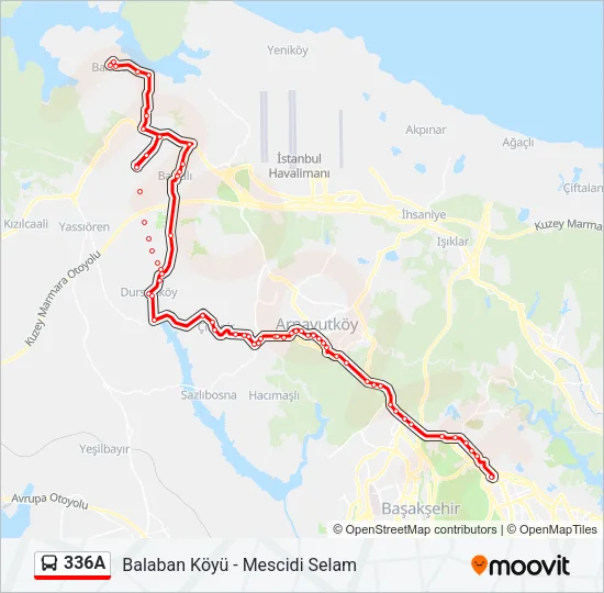 336A Bus Line Map