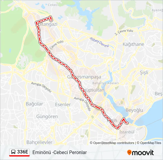 336E Bus Line Map