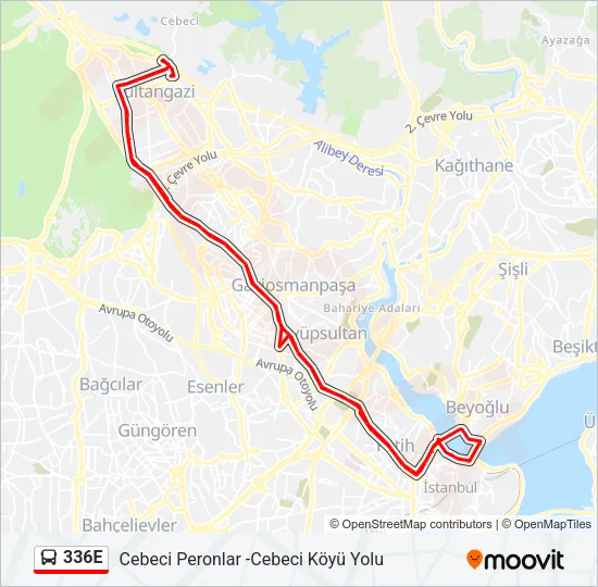 336E Bus Line Map
