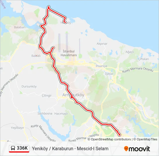 336K Route: Schedules, Stops & Maps - Yeniköy-Mescid (Updated)