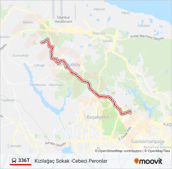 336T Bus Line Map