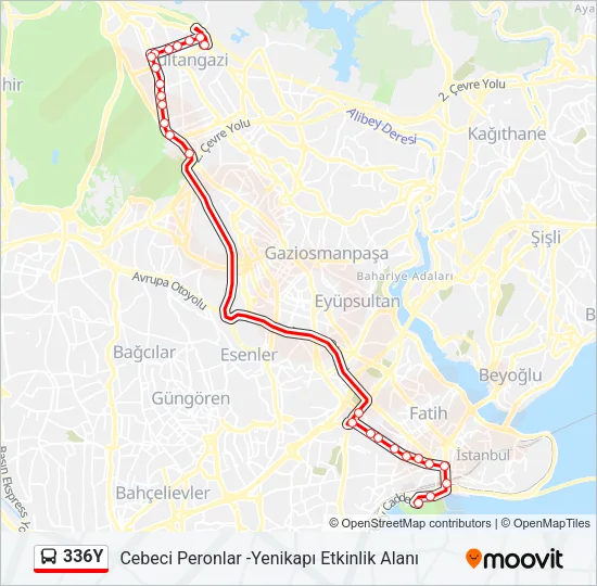 336Y Bus Line Map