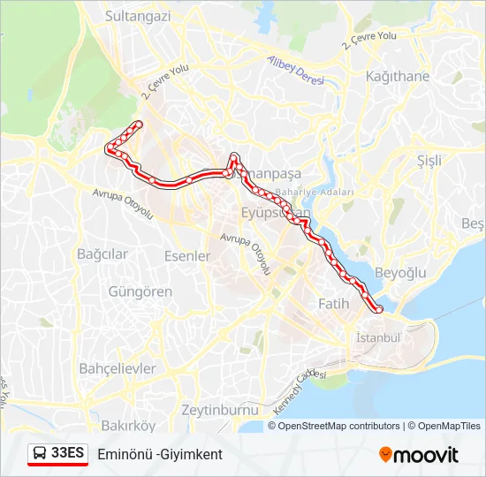 33ES Bus Line Map