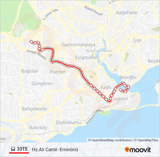 33TE Bus Line Map