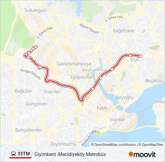 33TM bus Line Map