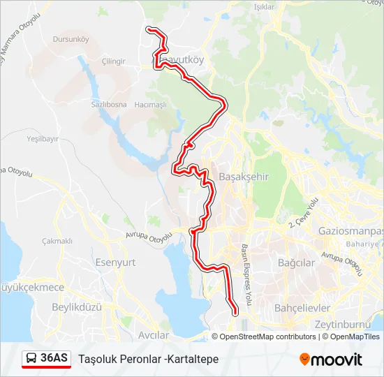 36AS Bus Line Map