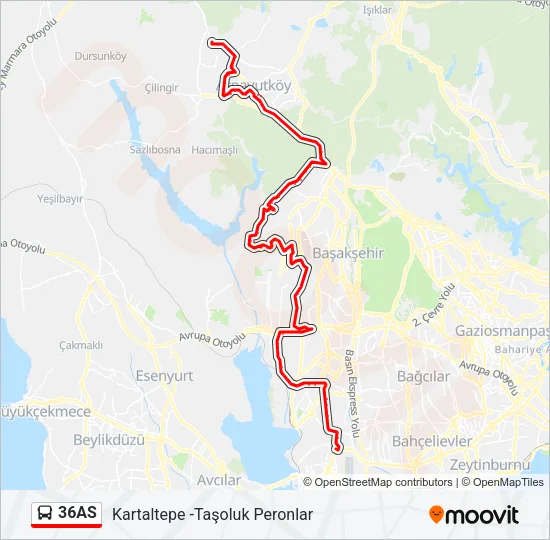 36AS Bus Line Map