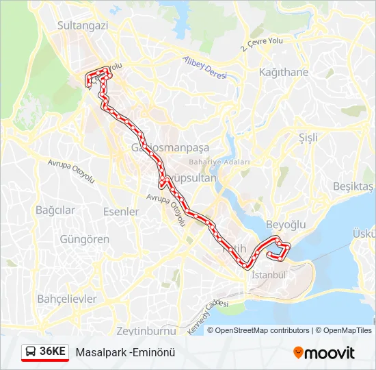 36KE Bus Line Map