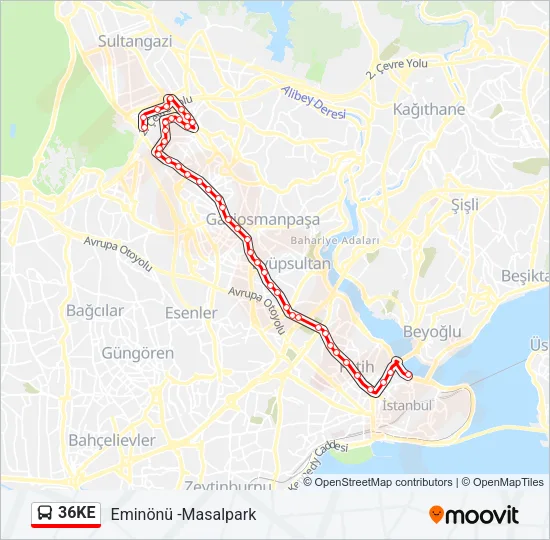 36KE Bus Line Map