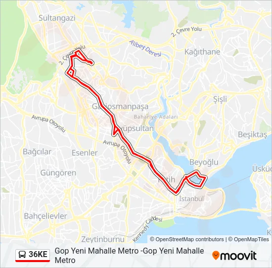 36KE Bus Line Map