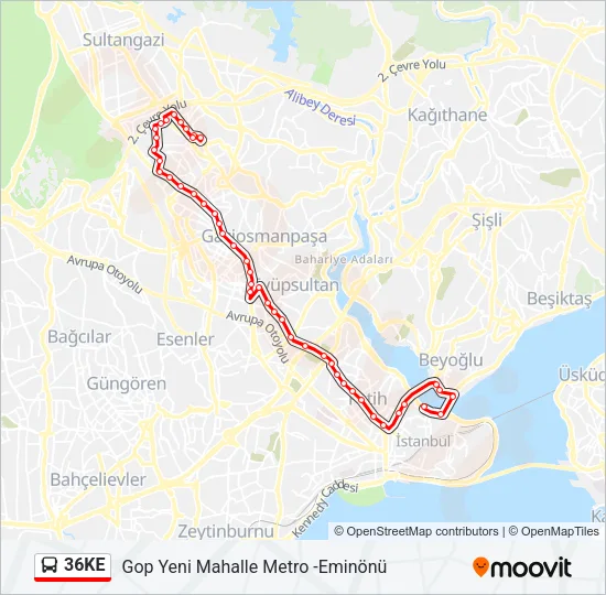 36KE Bus Line Map