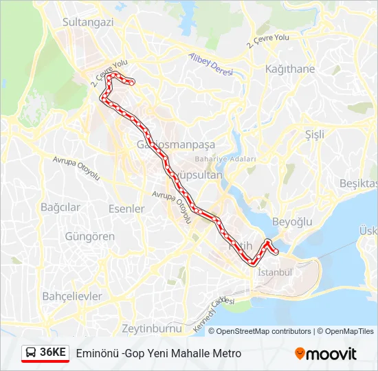 36KE Bus Line Map