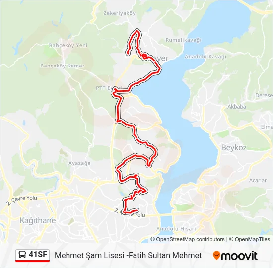 41SF otobüs Hattı Haritası