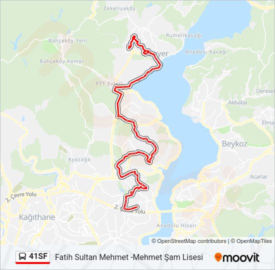 41SF otobüs Hattı Haritası