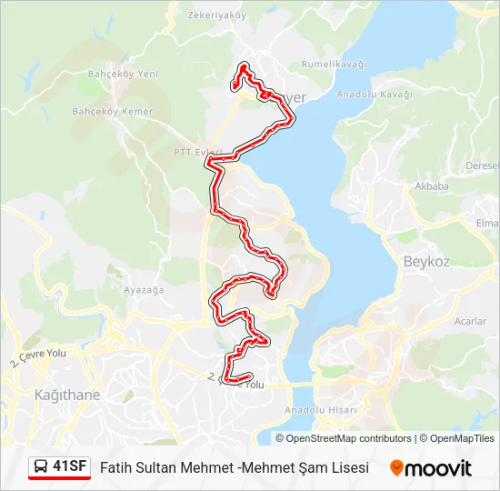 41SF otobüs Hattı Haritası