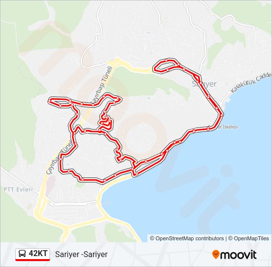 42KT otobüs Hattı Haritası