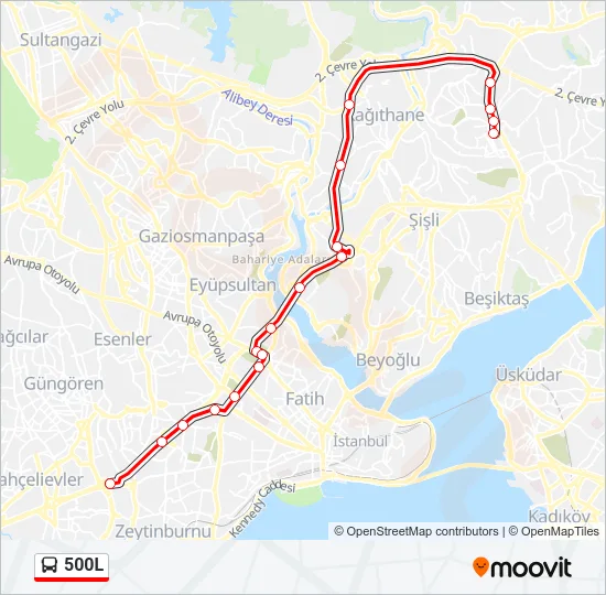 500L Bus Line Map