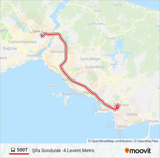 500T Bus Line Map