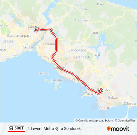 500T Bus Line Map