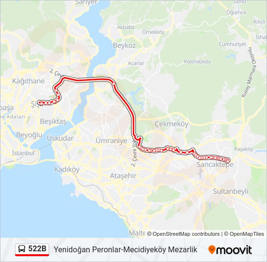 522B bus Line Map