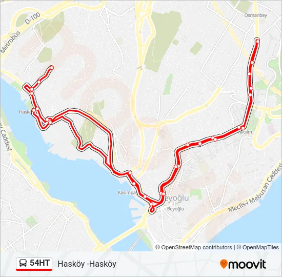 54HT Bus Line Map