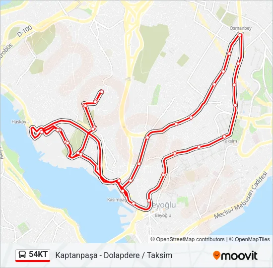 54KT Bus Line Map