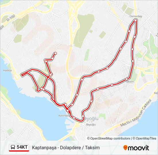 54KT Bus Line Map