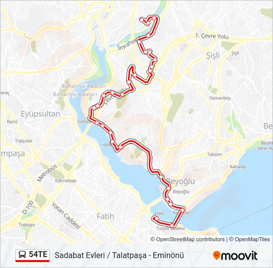 54TE Bus Line Map