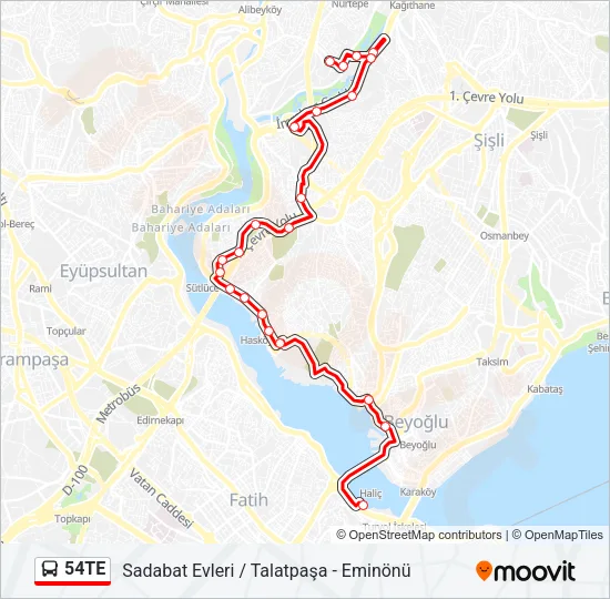54TE Bus Line Map