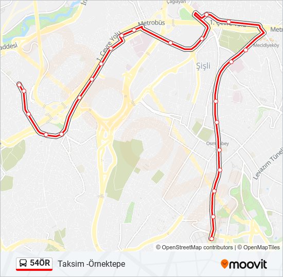 54ÖR bus Line Map