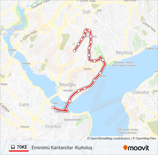 70KE bus Line Map