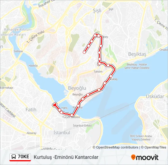 70KE Bus Line Map