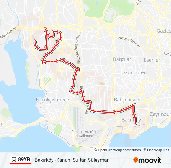 89YB Bus Line Map