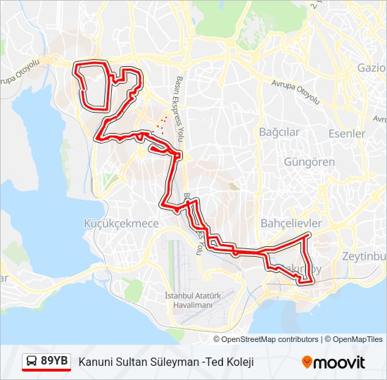 89YB Bus Line Map