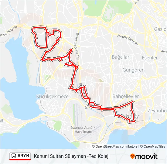 89YB Bus Line Map