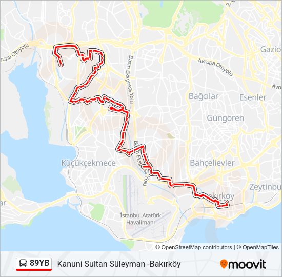 89YB Bus Line Map