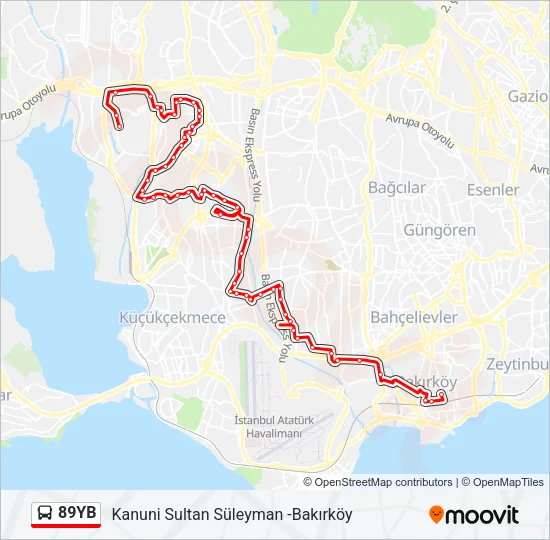 89YB Bus Line Map