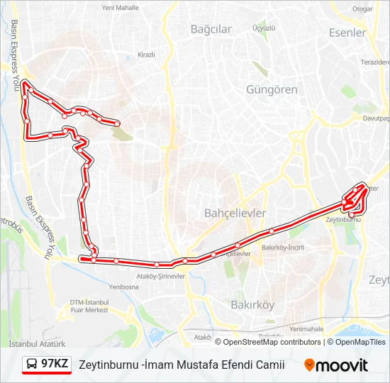 97KZ Bus Line Map