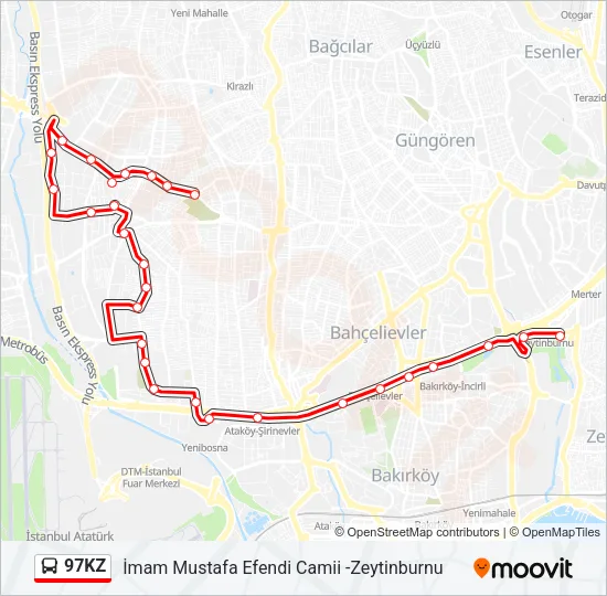 97KZ Bus Line Map