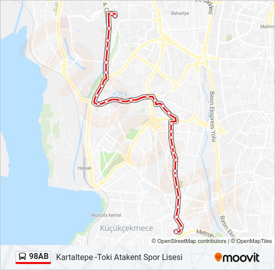 98AB bus Line Map